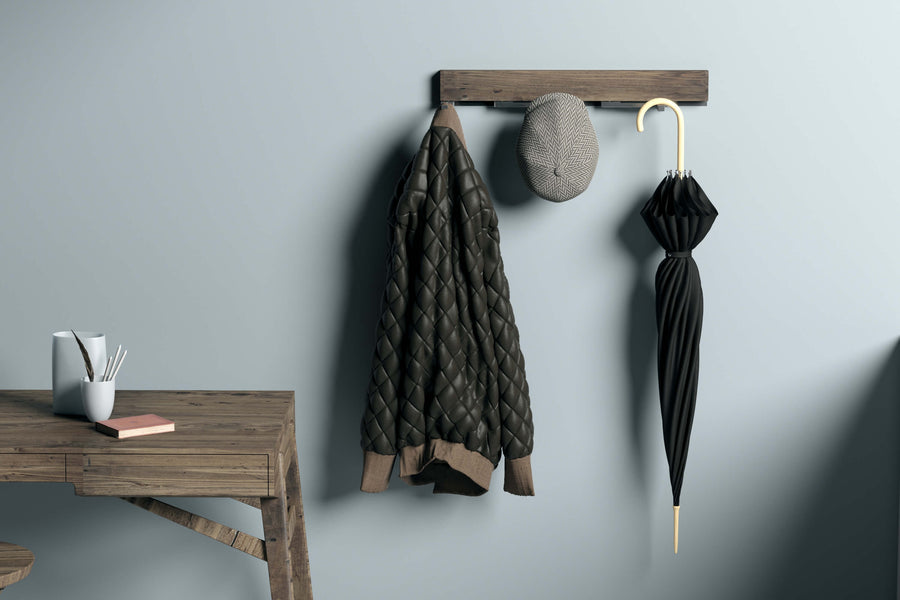 Oliver - black ash modern wall mounted coat rack